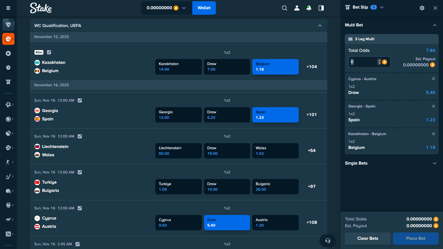 Soccer multi bet
